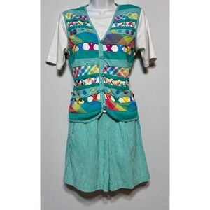 Vintage 80s Koret Gingham Two Piece‎ Set Small Patchwork Cottagecore Grandmacore